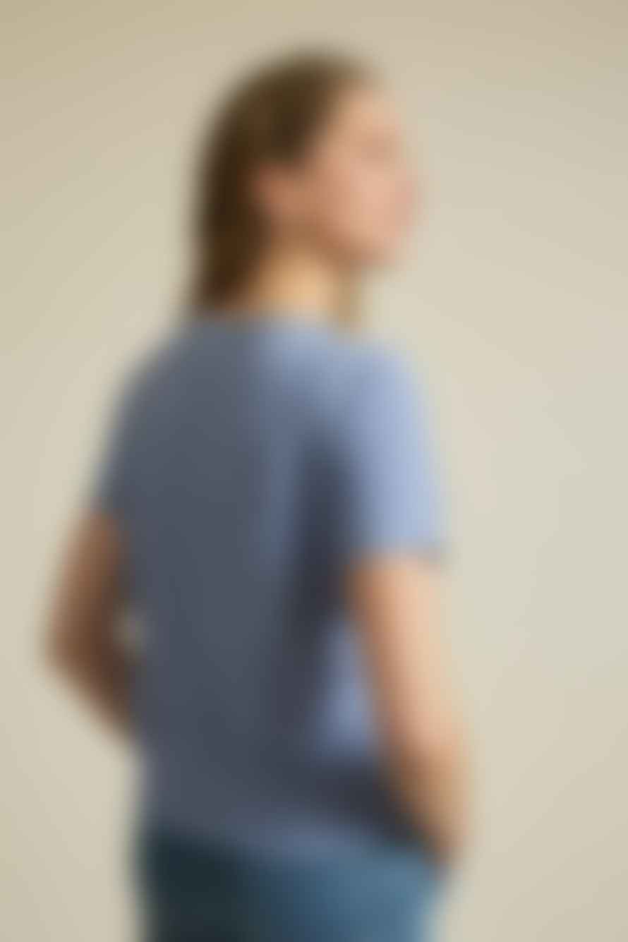 Lanius Short Sleeve With Trim Blue Tshirt