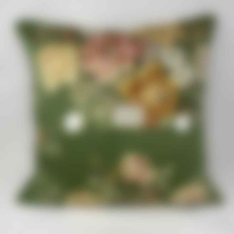 Pale & Interesting Vintage Green Floral Cushion Cover