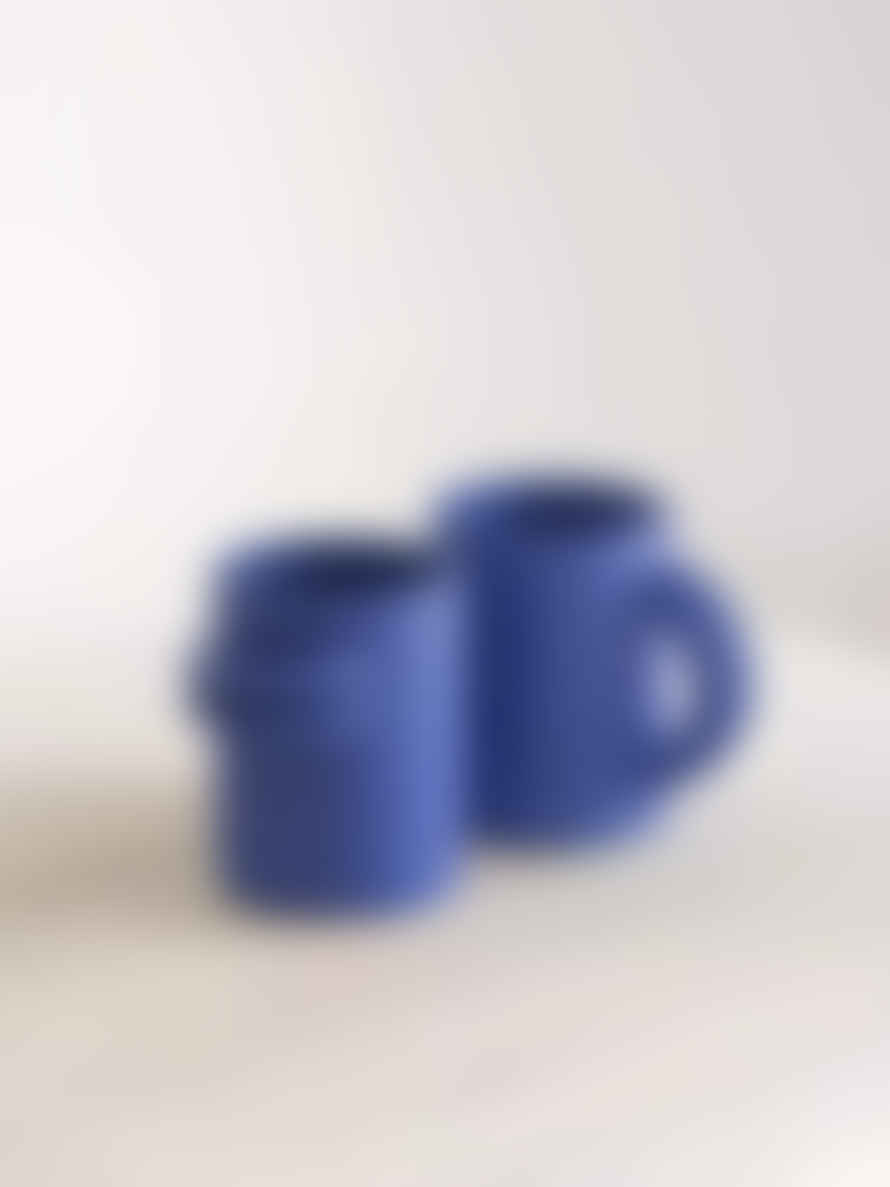 Ceramics by Laura Handmade Mug with Vertical Handles Mediterranean Blue