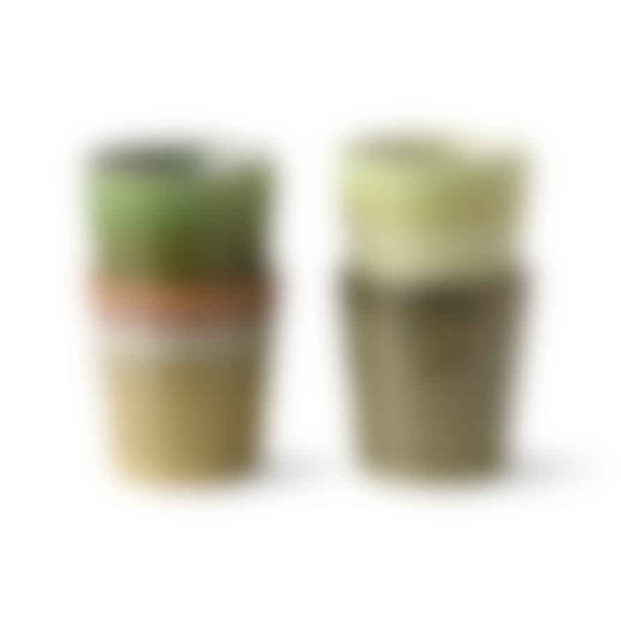 HKliving  70s Ceramics: Coffee Mugs, Spring Greens (Set of 4)