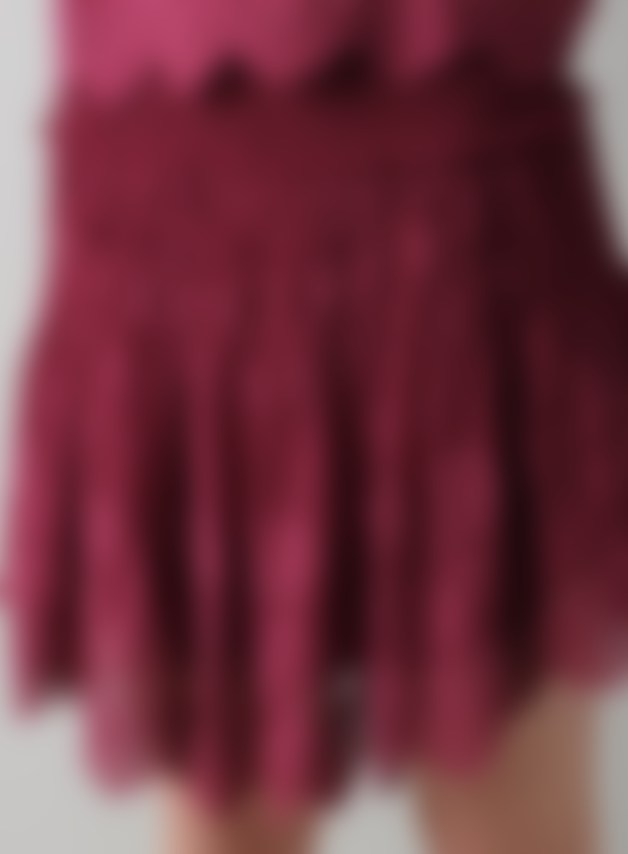 Indi & Cold Embroidery Elastic Skirt In Cherry
