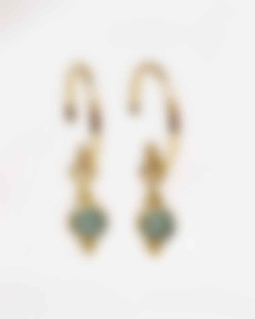 muja juma Gold Plated Mini Pendant with Amazonite Stone Earring