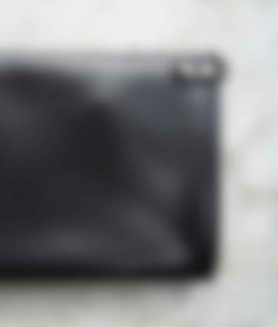 Beaumont Organic Pamplona Leather Envelope Clutch Bag In Black