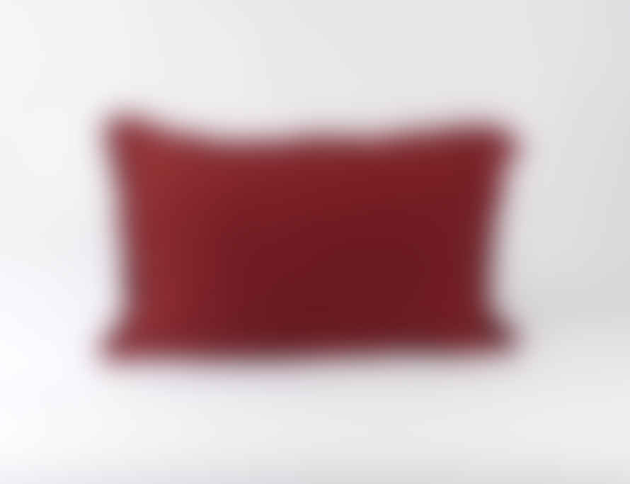 Indigo & Wills Ruby Red Fringe Linen Cushions