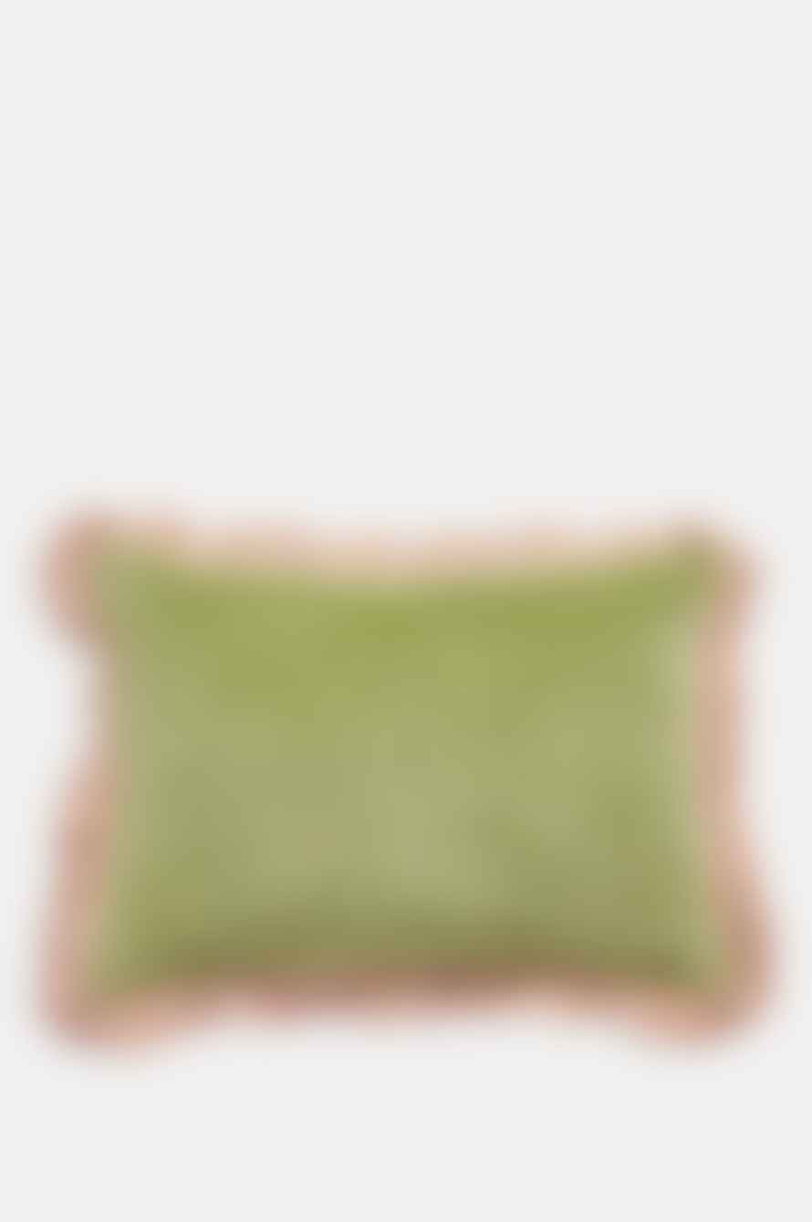 Projektityyny Leinikki Velvet Frill Olive Cushion