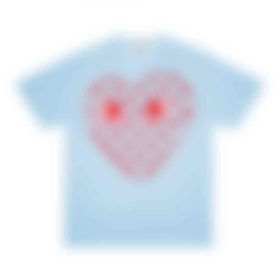 Comme des Garcon Play Womens Bright Spotted Heart T Shirt Blue
