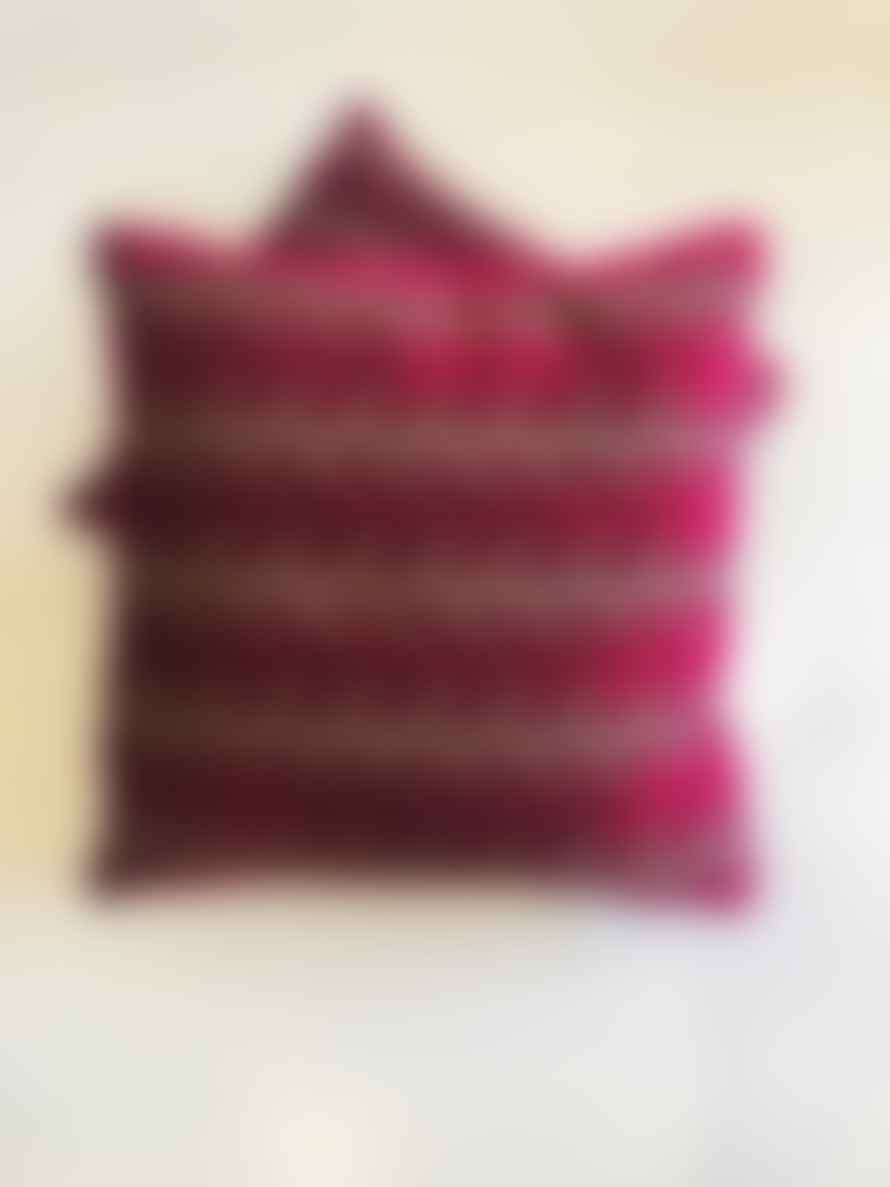 zoffany Dark Pink Velvet Geometric Cushion