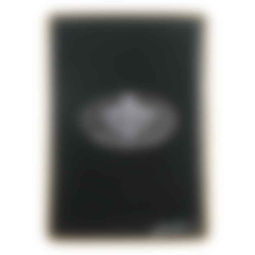 JOHN DERIAN Handmade Decoupage 3.5 x 5 Inch Rectangular Glass Tray Card Back White and Blue Emblem