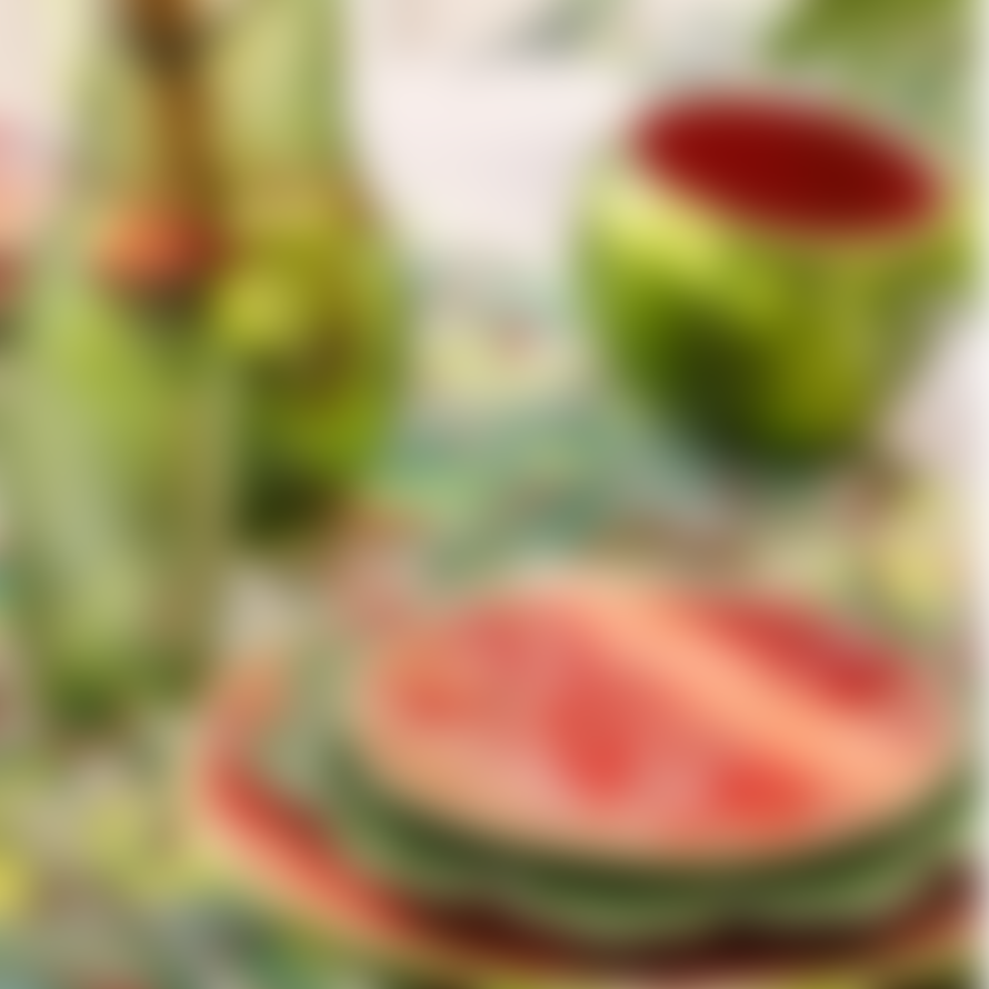 Bordallo Pinheiro Watermelon Red & Green Ceramic Fruit  21CM Plate - Set of 4