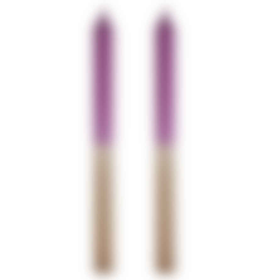Madam Stoltz Set Of Two Dipped Candles Purple / Taupe