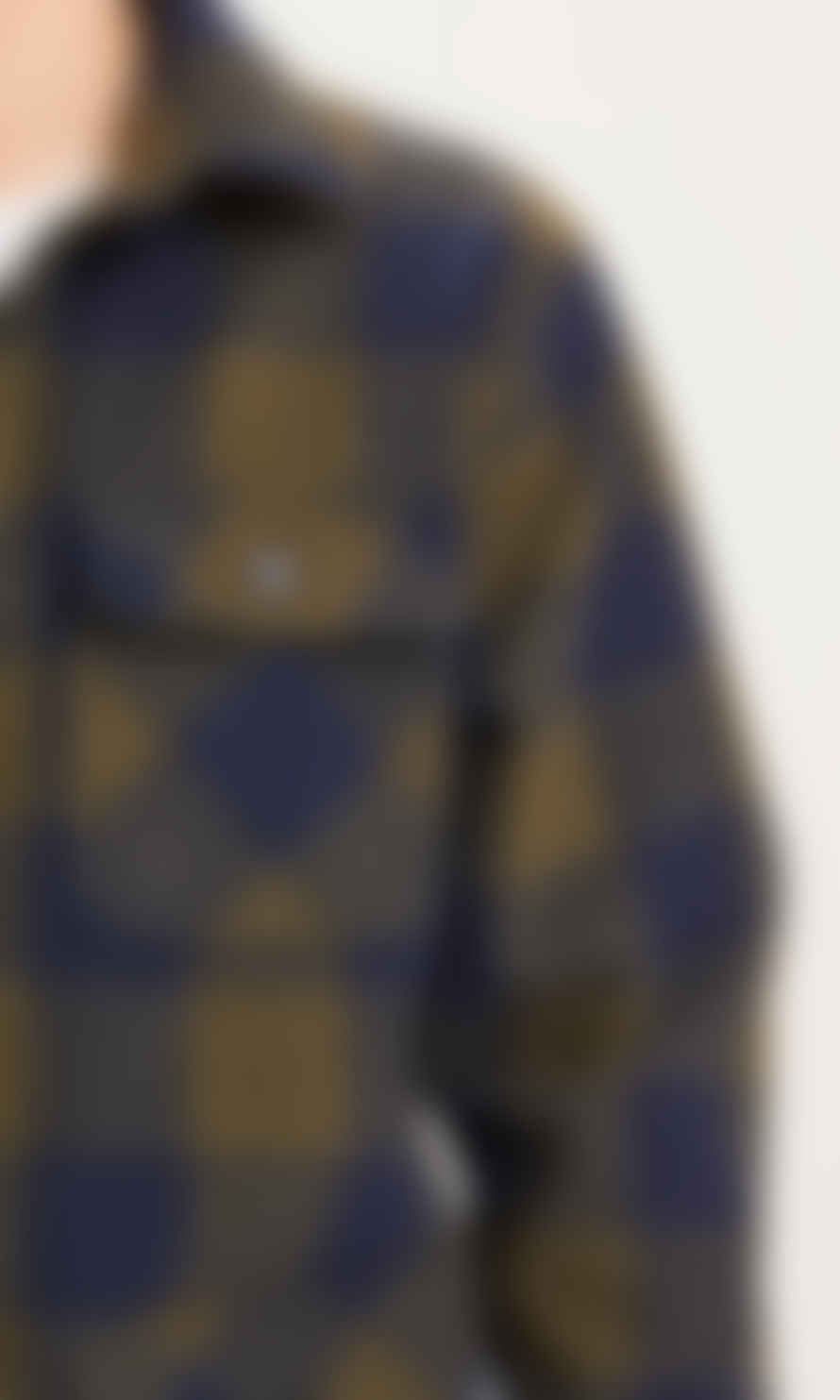 Knowledge Cotton Apparel  Pine Checked Flannel Overshirt Forrest Night