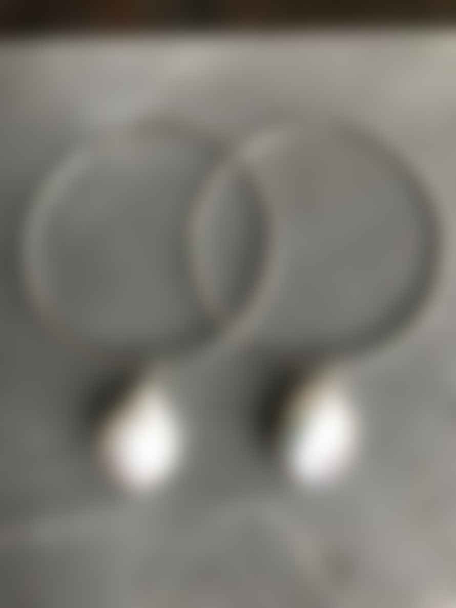 CollardManson Pearl and Med Hoop Earrings