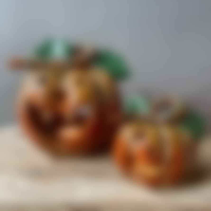 Gisela Graham Set Of 2 Ceramic Pumpkin Tealight Holders