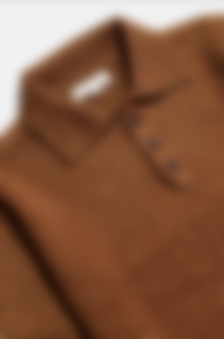 Far Afield Kier Long Sleeve Polo Rawhide Brown