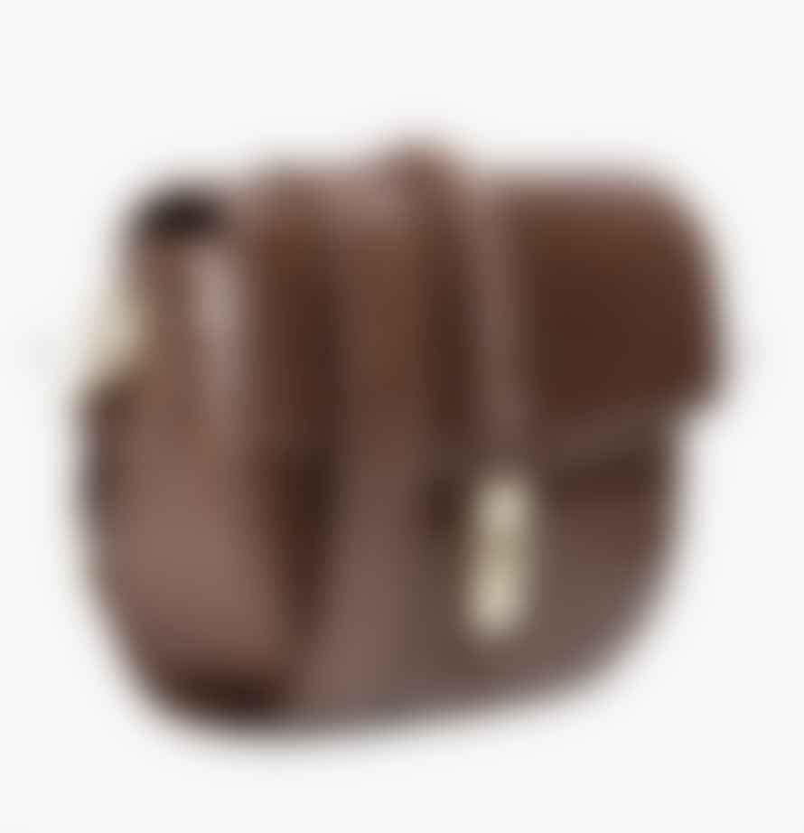 SUNCOO Alban Brown Mock Croc Leather Shoulder Bag