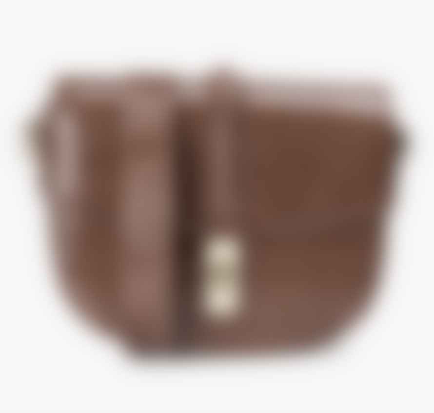 SUNCOO Alban Brown Mock Croc Leather Shoulder Bag