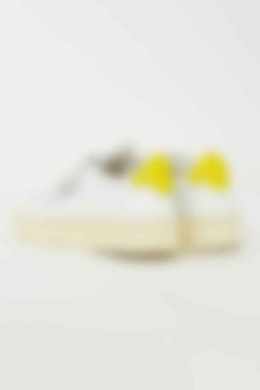 Autry White Yellow Medalist Leather Sneakers