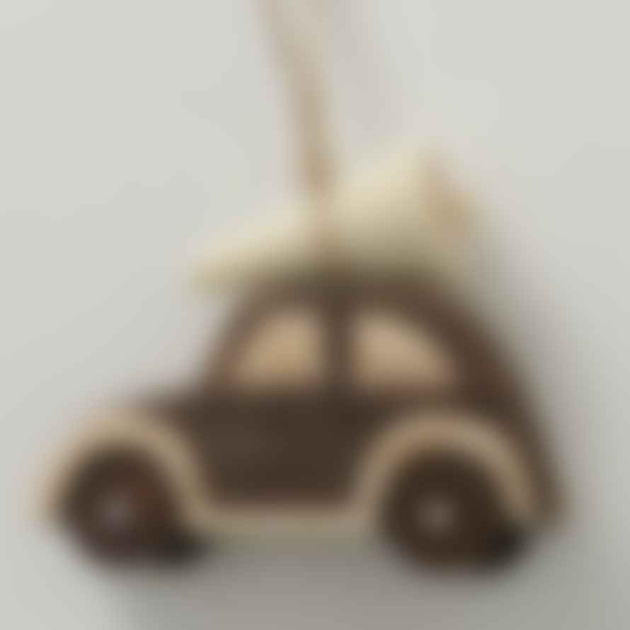 &Quirky Wooden Car With Christmas Tree Hanging Decoration