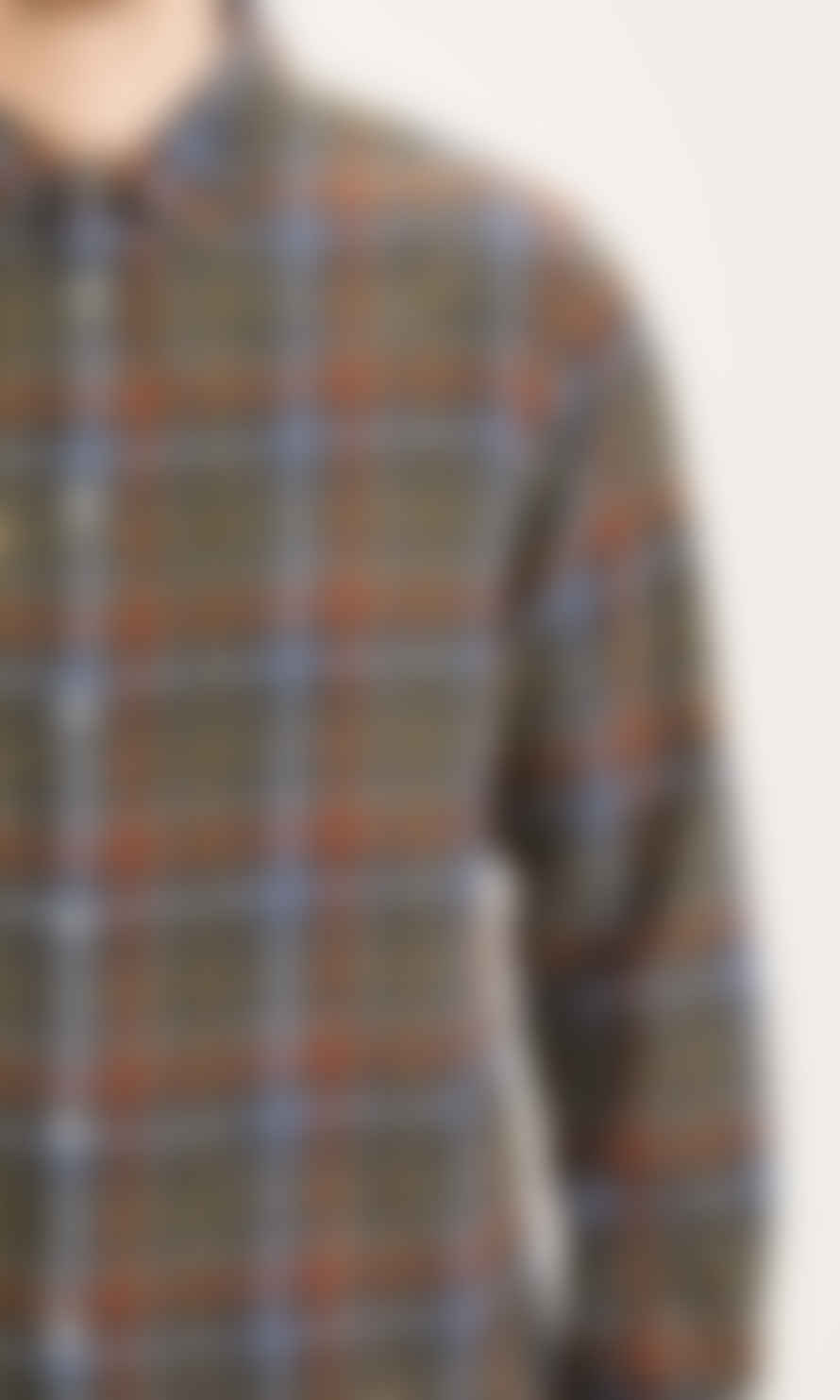Knowledge Cotton Apparel  90898 Larch Regular Fit Small Checked Flannel Shirt Forrest Night