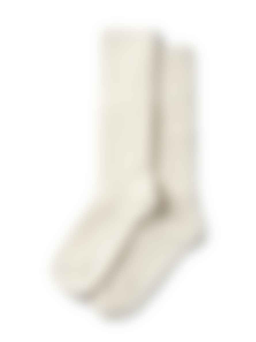 Chalk Wool Rib Socks Light Grey
