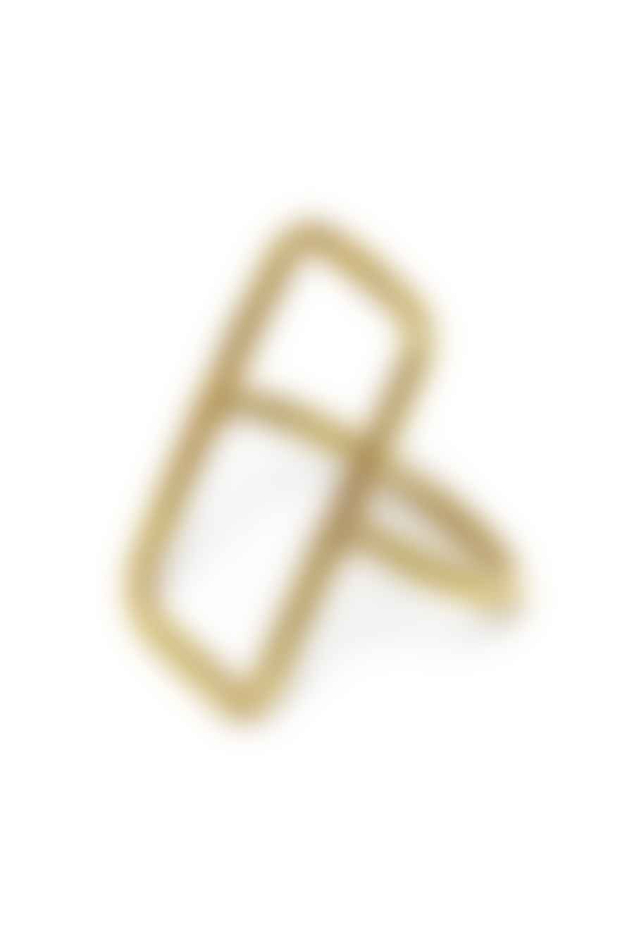 People Tree Rectangle Hollow Ring In Brass