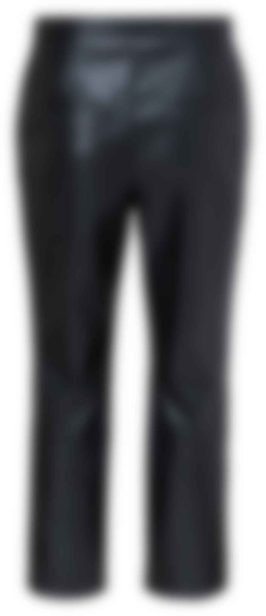 Yaya Faux Leather 7/8 Trousers - Black 