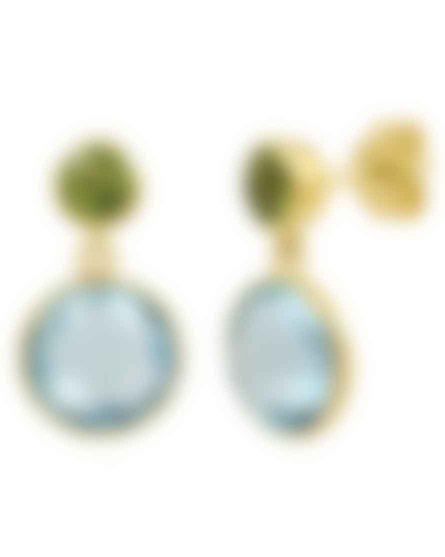 Pomegranate Polkadot Earrings Blue Topaz Peridot