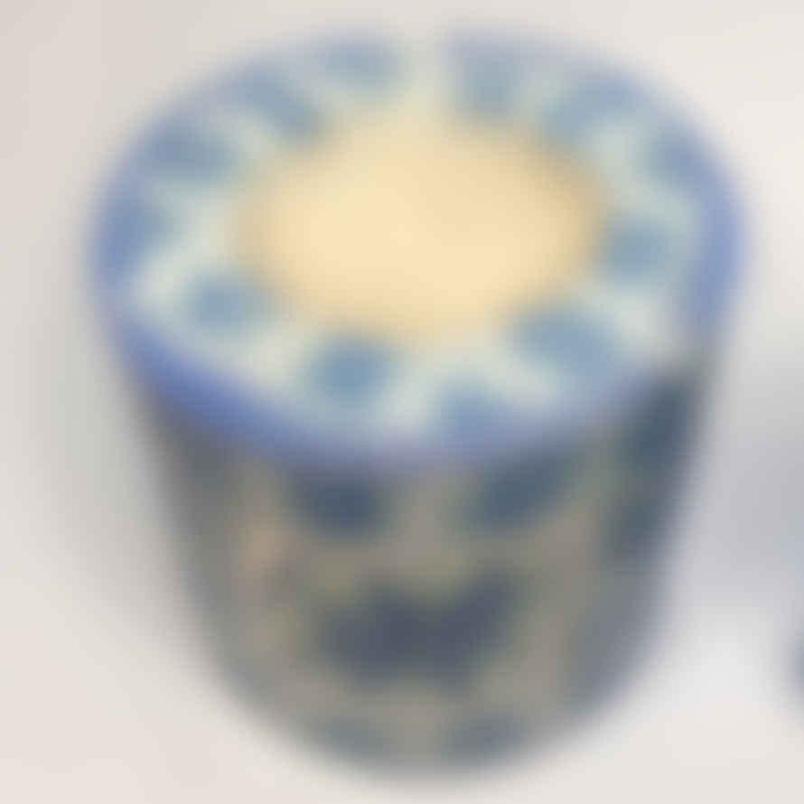 Swazi Candles Small Blue Floral Design Swazi Pillar Candle