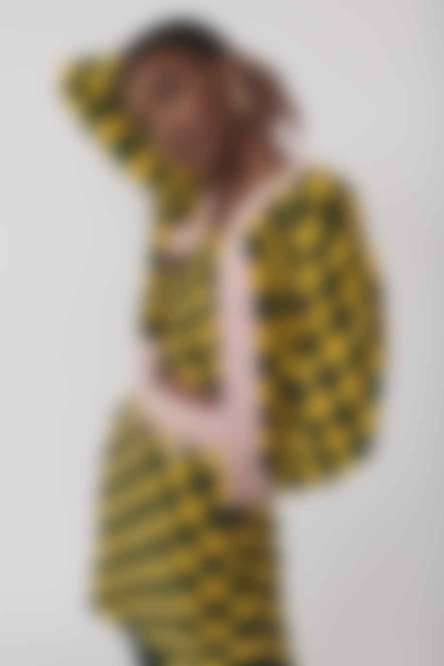 Olivia Rubin Rejina Green Yellow Squares Knitted Bralette