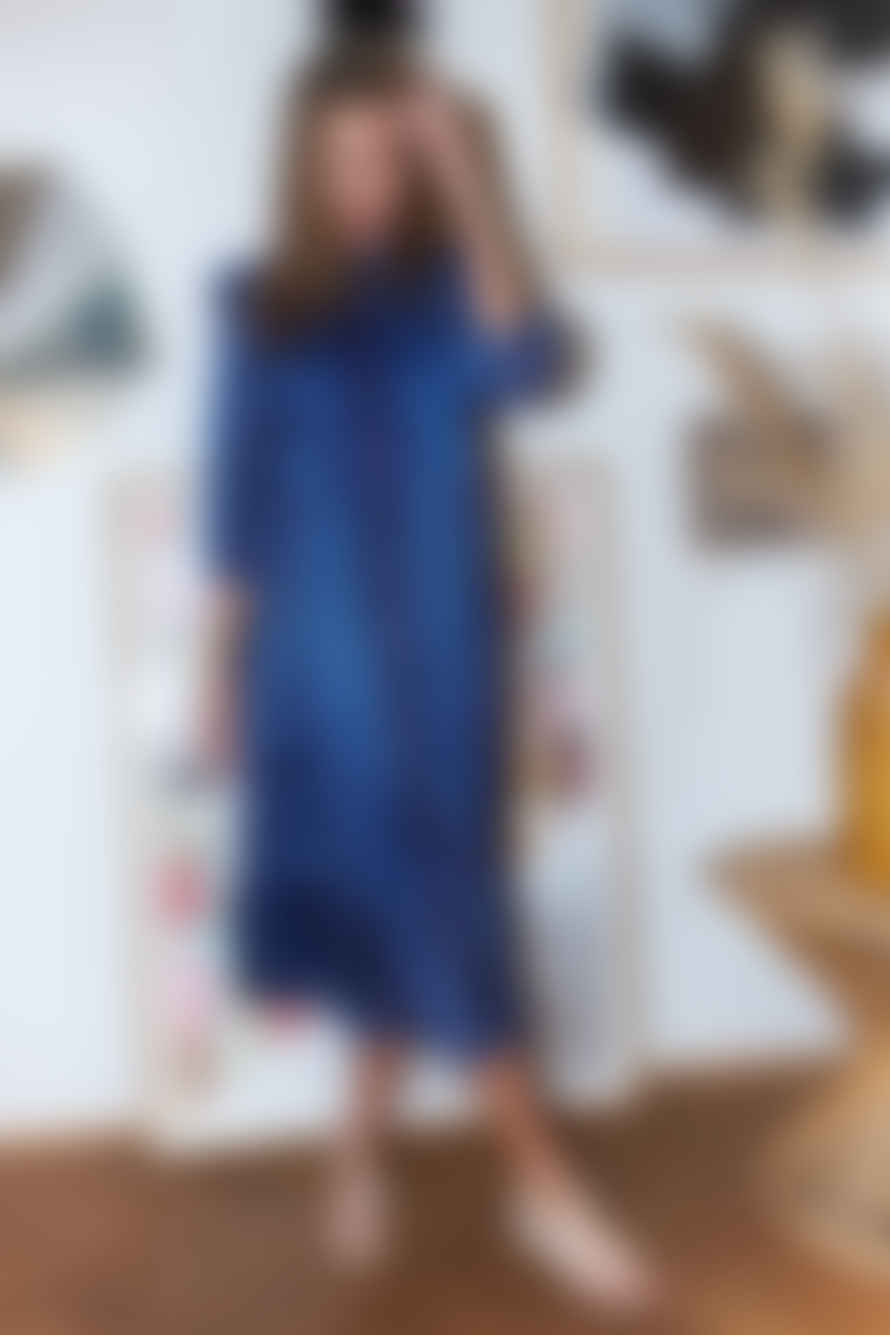 Lollys Laundry Cana Blue Spot Midi Dress