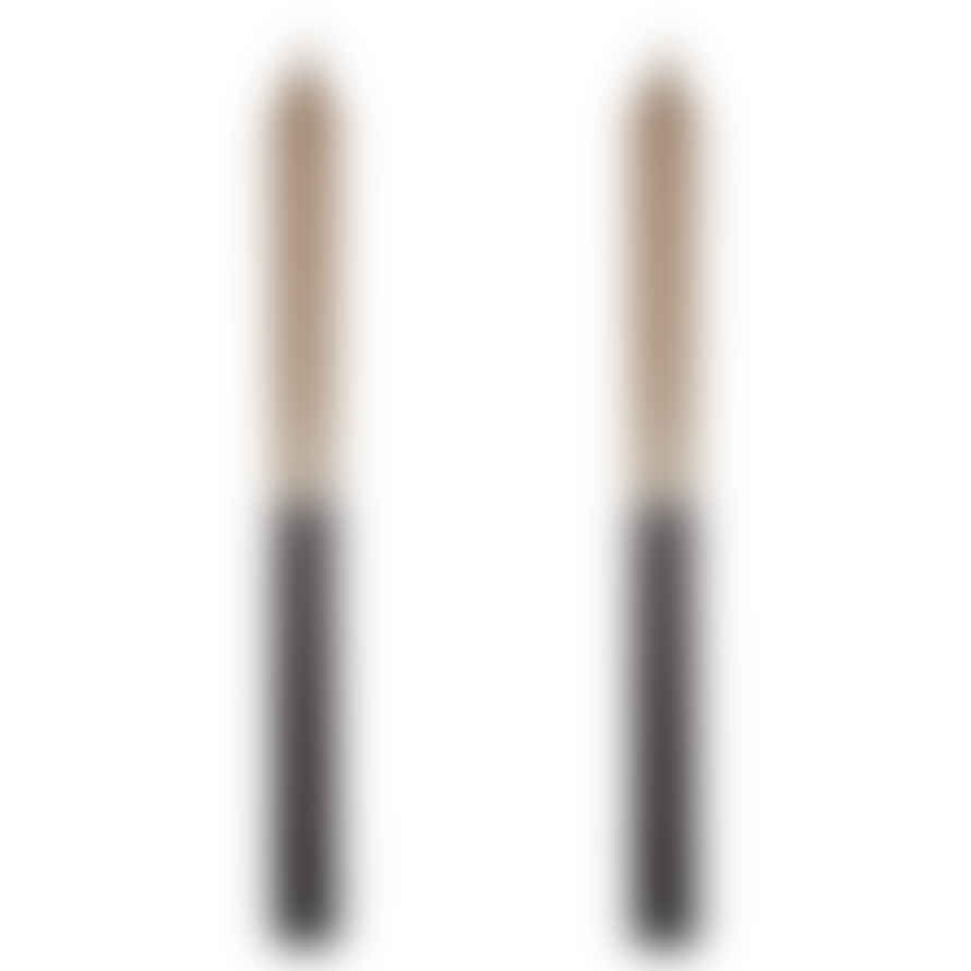 Madam Stoltz Set Of Two Dipped Candles - Taupe / Black