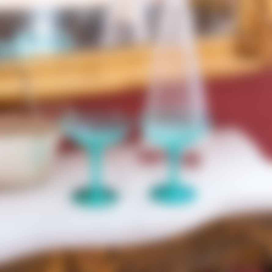 Set of 2 Blue Champagne Saucers