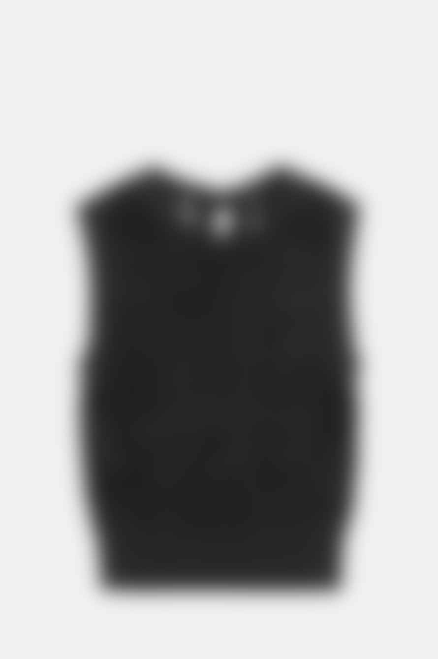 Ganni Sparkle Knit Back Slit Vest Black