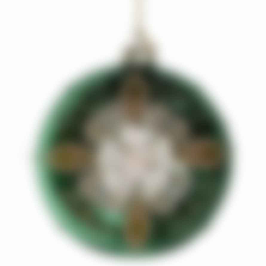 HAYGEN Green Bauble With Beaded Flower