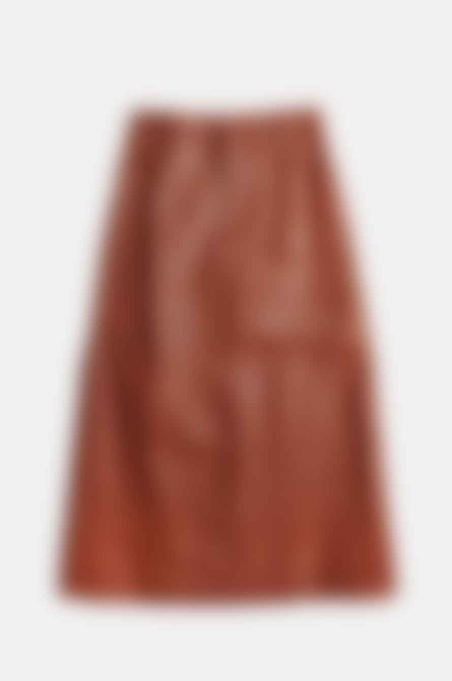 Sea New York Laurence Leather Midi Skirt Clay