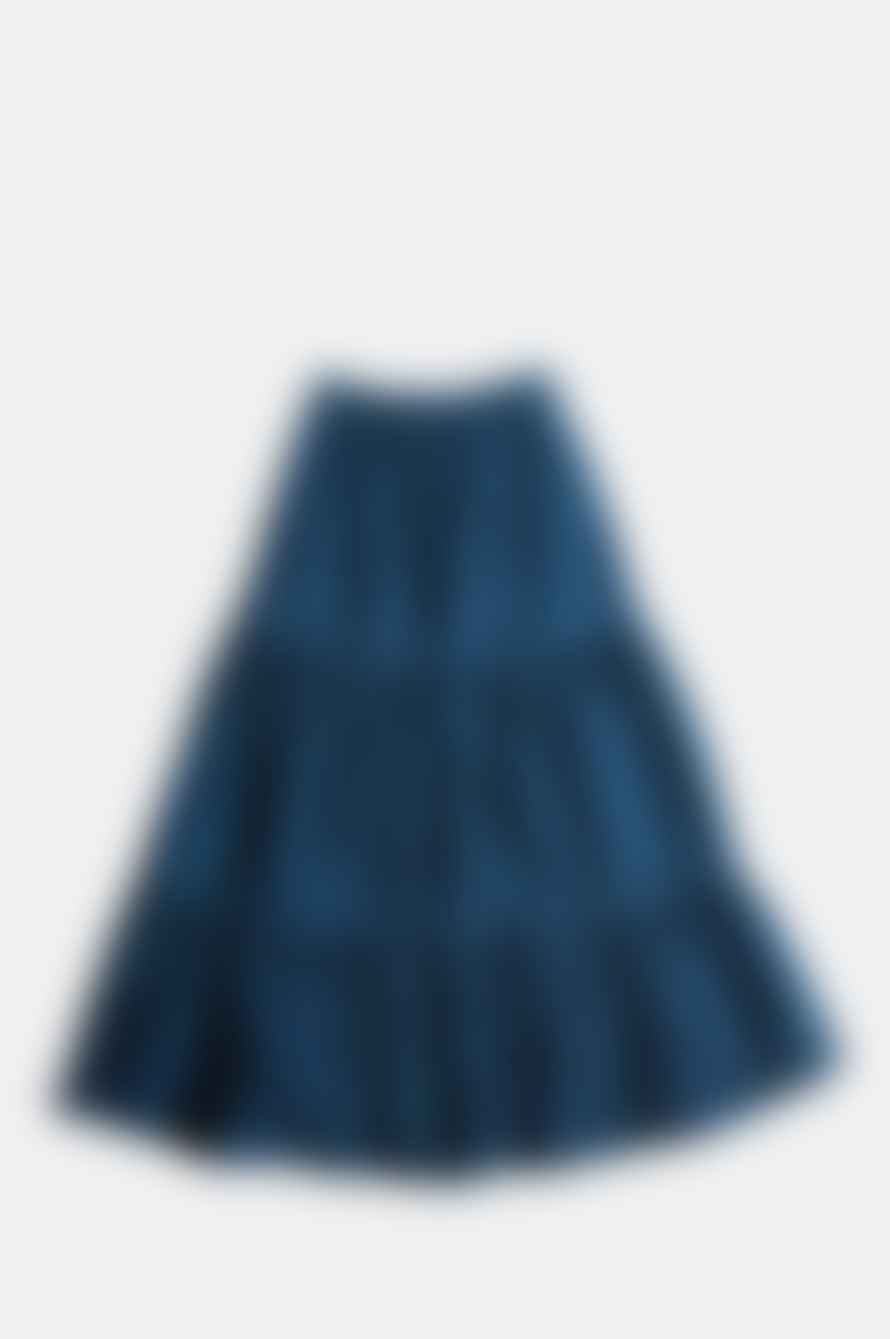 Sea New York Gaia Solid Cotton Pintucked Midi Skirt Aegean