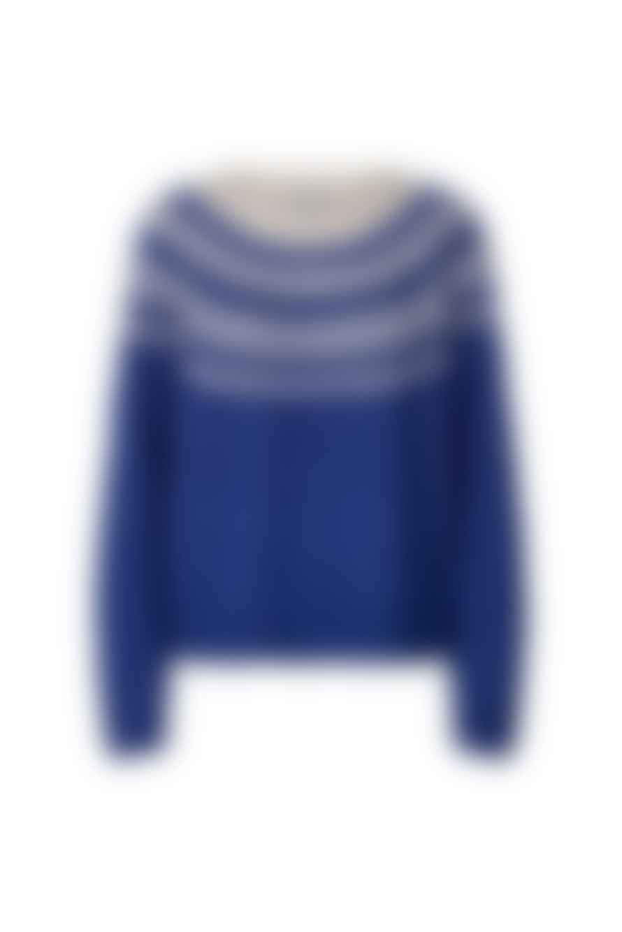 Lollys Laundry Lana Neon Blue Fairisle Sweater