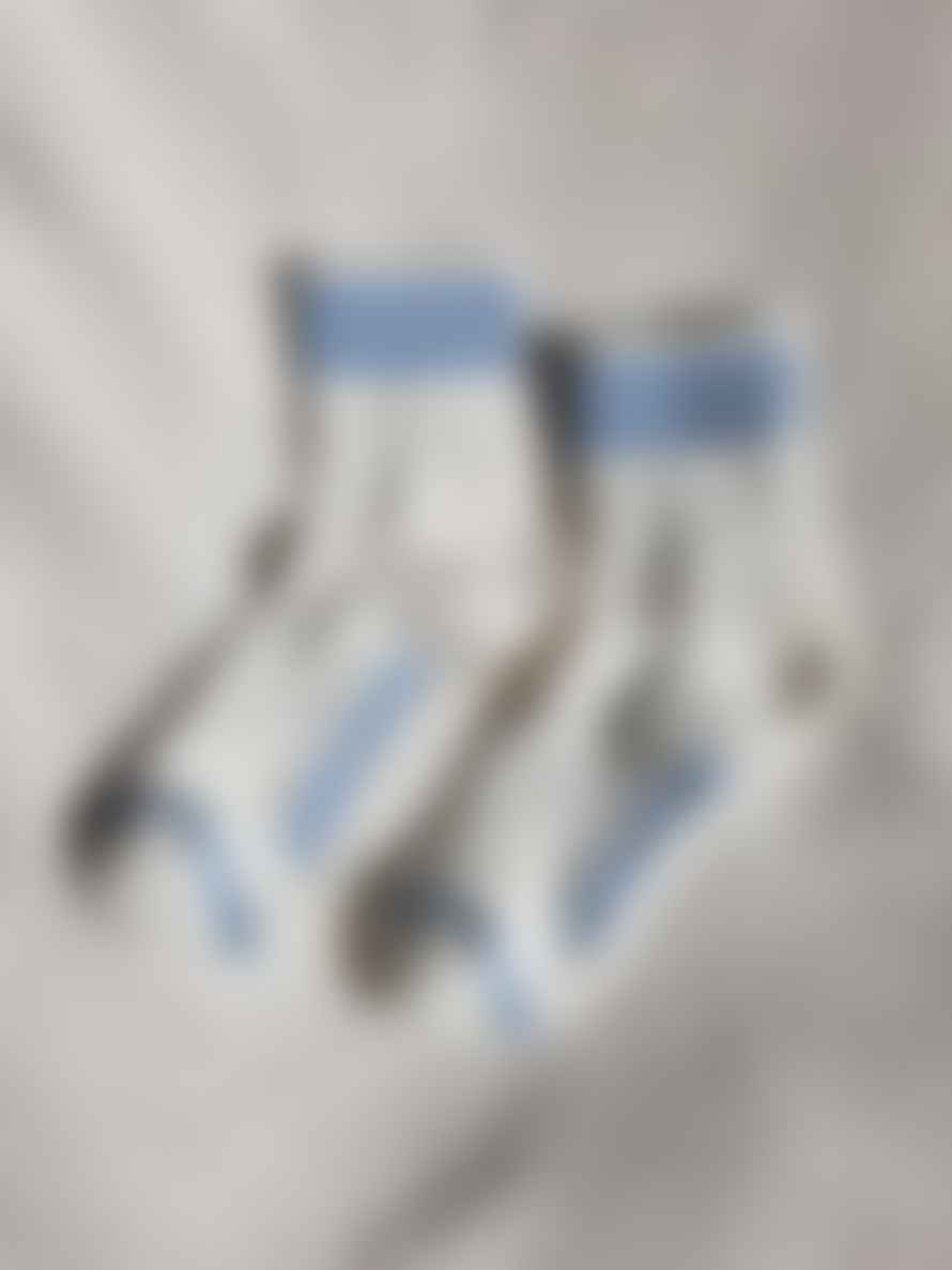 Le Bon Shoppe Girlfriend Socks - Ivory & Blue Stripe