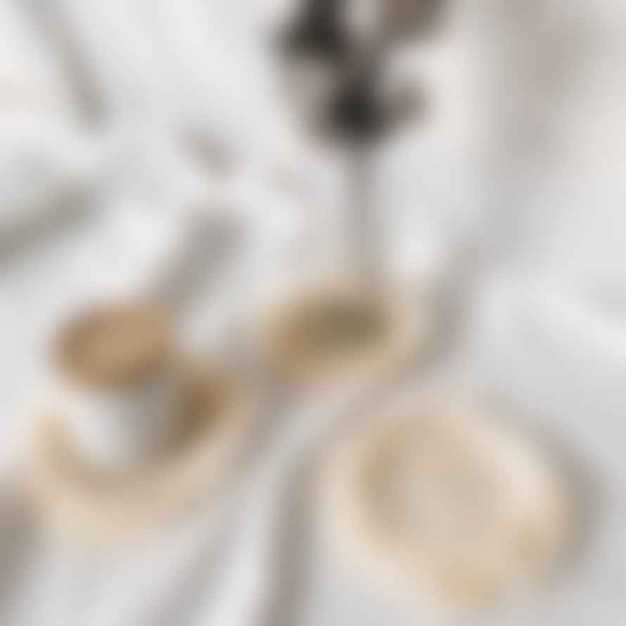 Beldi Maison Straw Raffia Coaster With Fringe In White