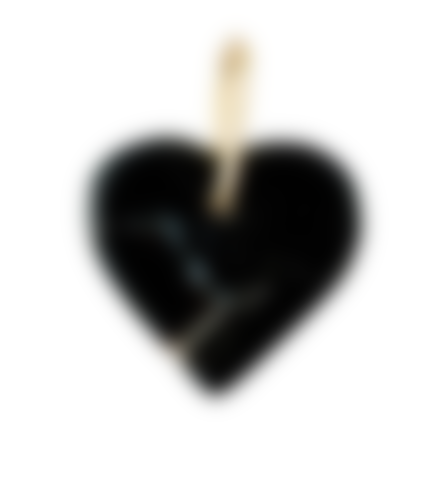 Design Letters Stone Heart Charm - 18k Gold - Black