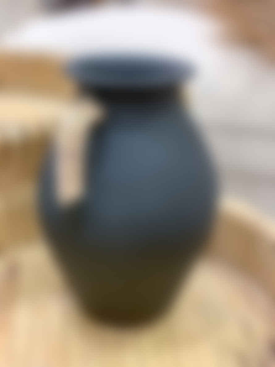 Vase En Terre Cuite Et Rotin – Noir