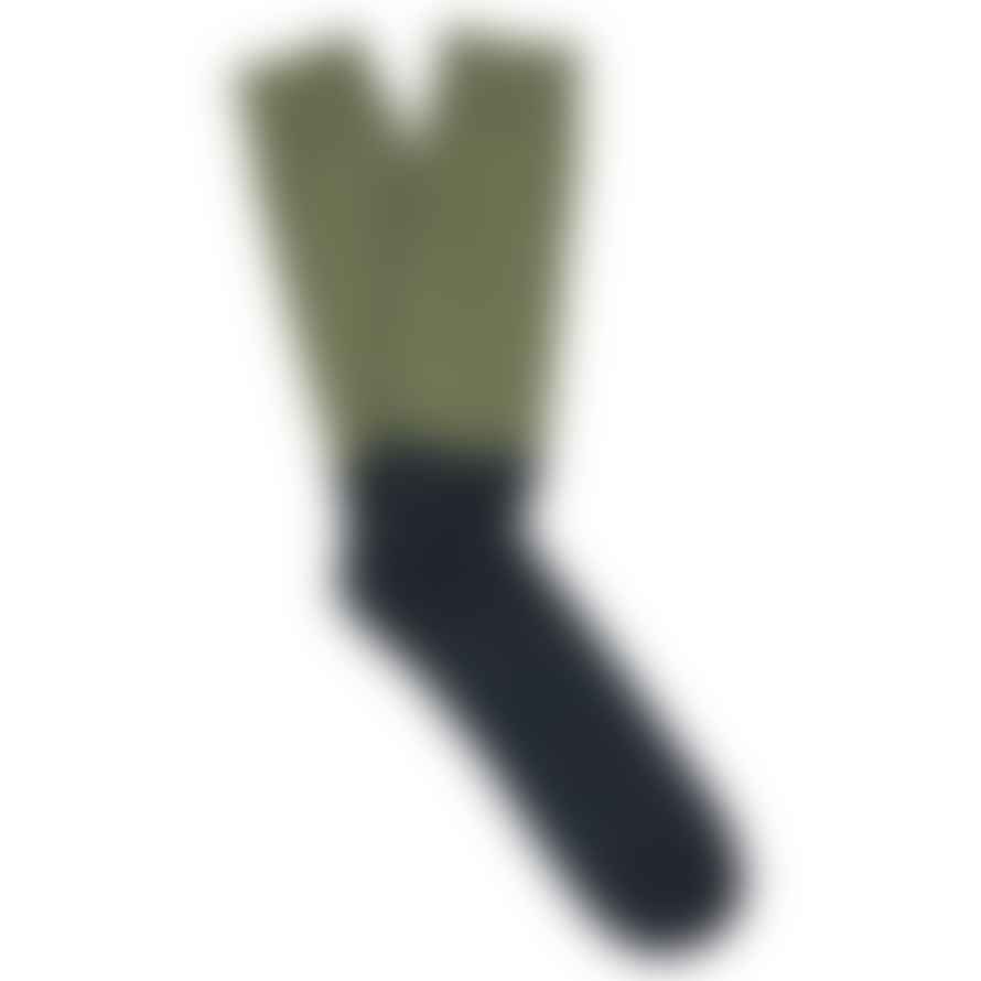 Escuyer Colour Block Socks - Olive/Indigo - Size 6.5-11