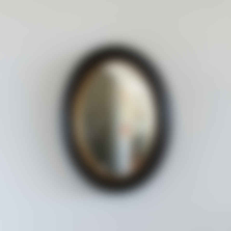 Maitri Oval Convex Mirror Antique Black Small