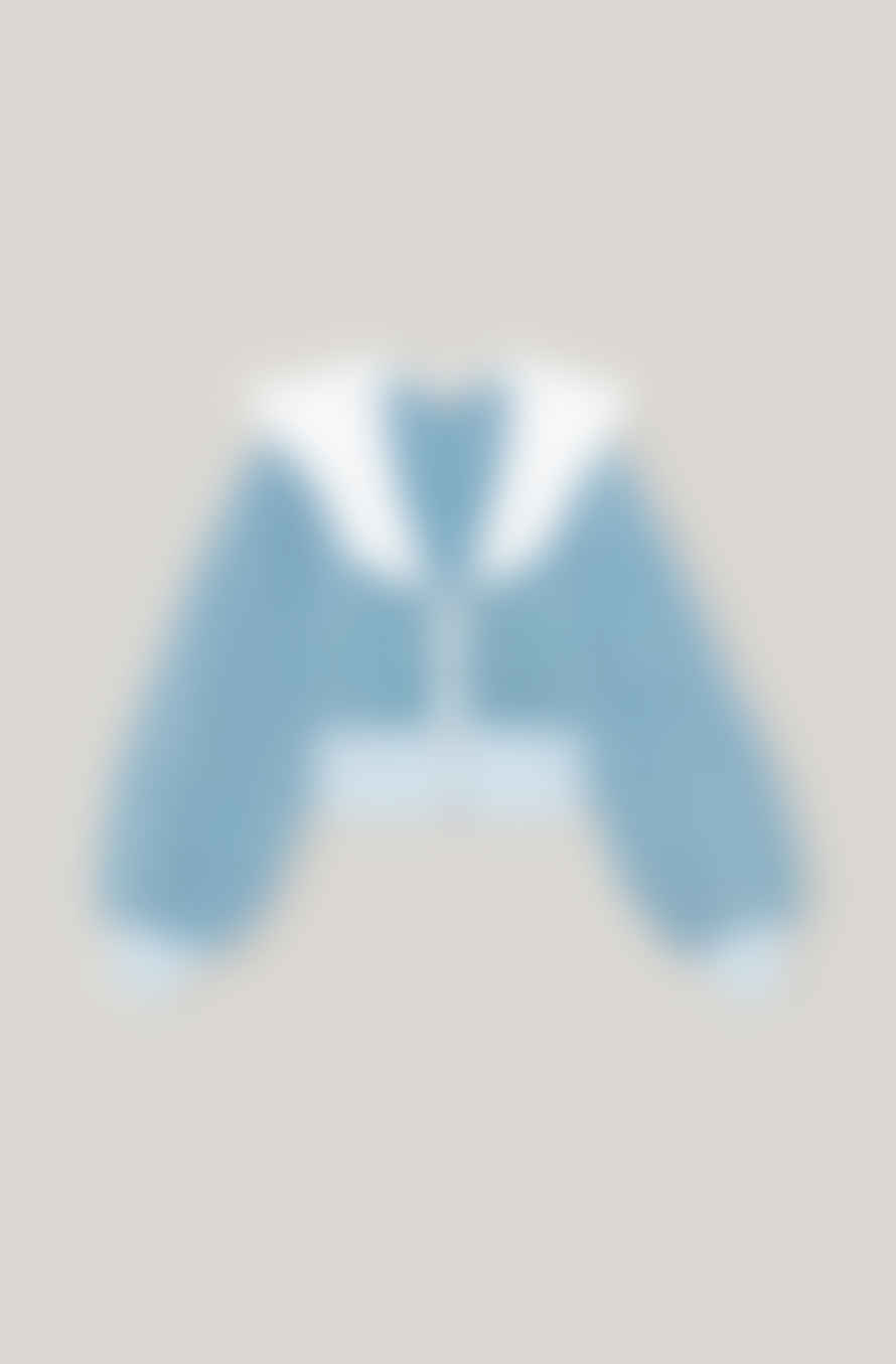 Ganni Poplin Collar Cardigan - Placid Blue