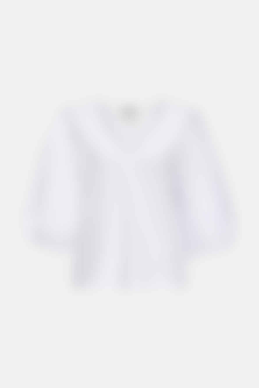 Essentiel Antwerp Bologna V-Neck T-Shirt with Cotton-Poplin Sleeves