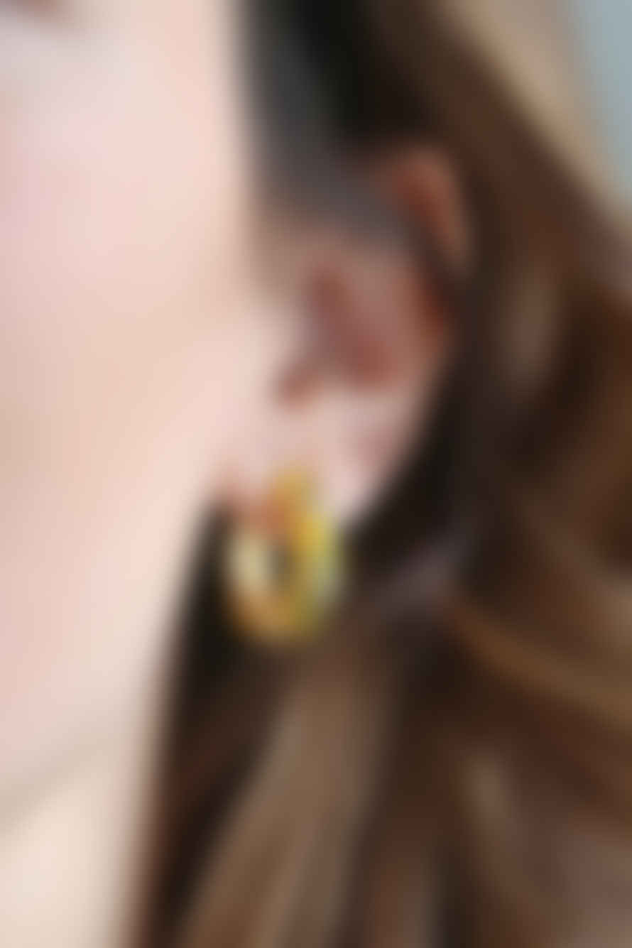 Lisa Angel Mustard Floral Enamel Hoop Earrings In Gold