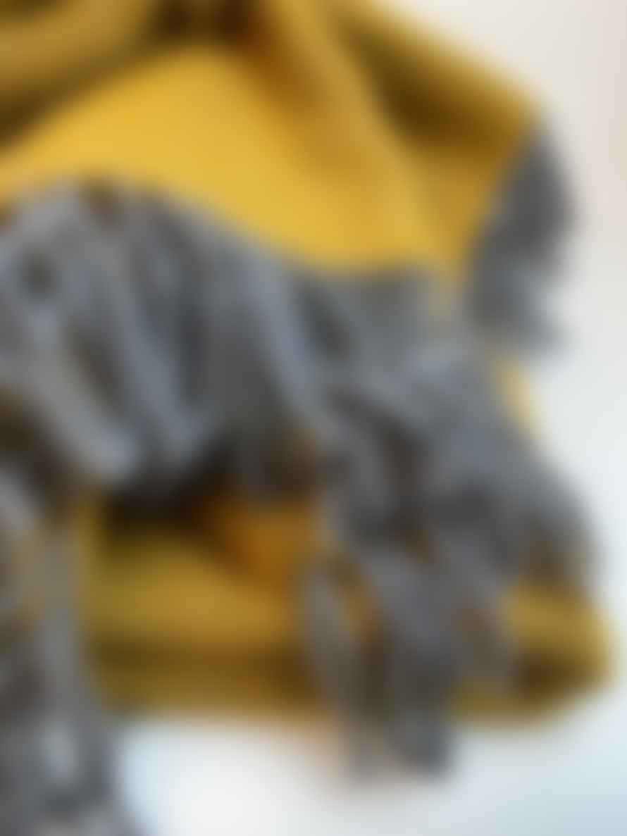 D&T Design Blanket Wool Herringbone Grey/ Ocker FB 1247