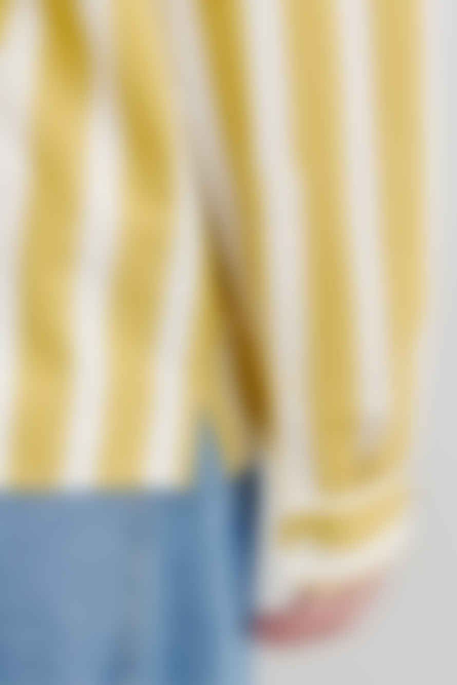 A KIND OF GUISE Juntos Shirt Dark Yellow Grain Stripe