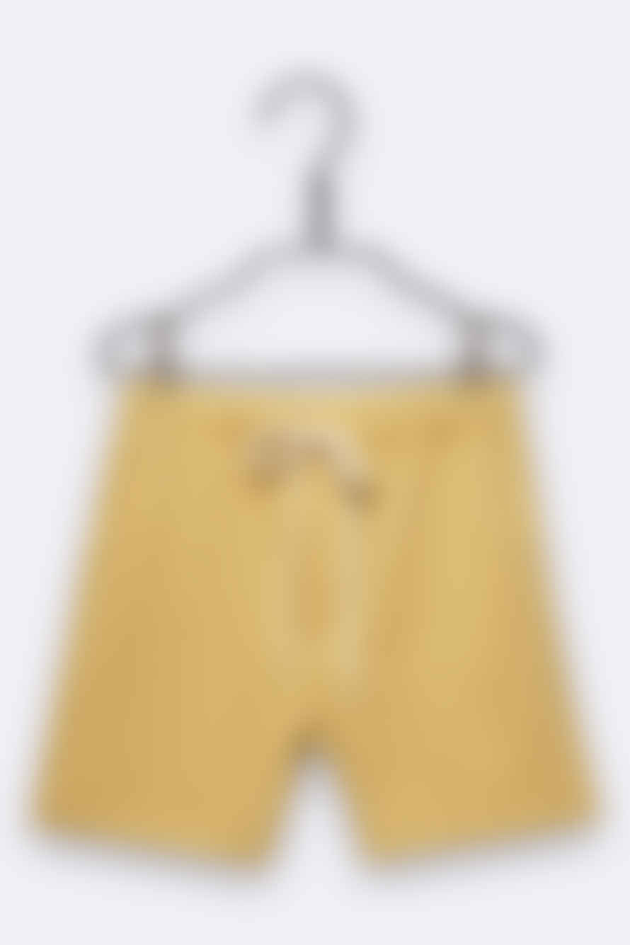 LOVE kidswear Enno Shorts In Mustard Yellow With Blackberry Embroidery For Kids