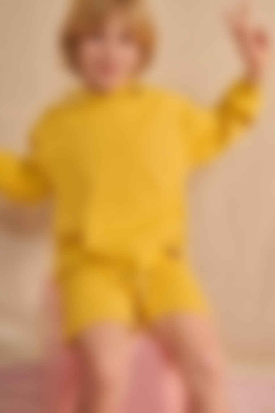 LOVE kidswear Lenzi Hoody In Mustard Yellow With Blackberry Embroidery For Kids